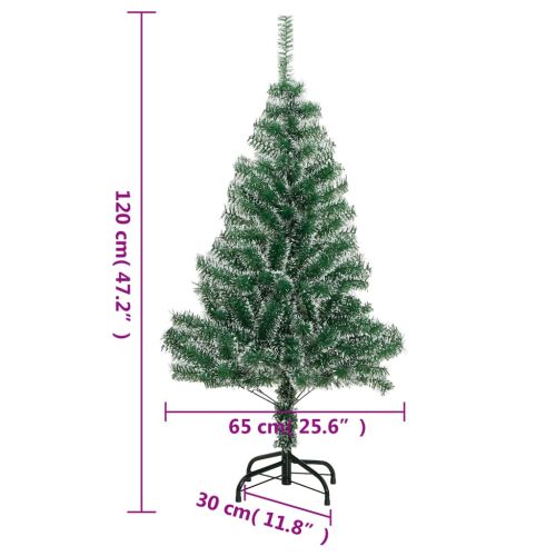 Изкуствена коледна елха с флокиран сняг, зелена, 120 см