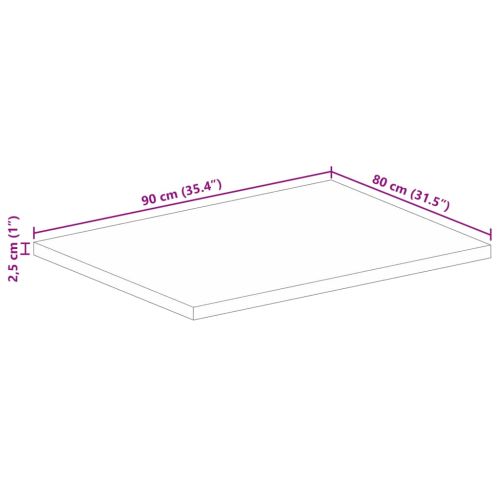 Плот за маса 90x80x2,5 см правоъгълен, масивна дървесина, цвят манго