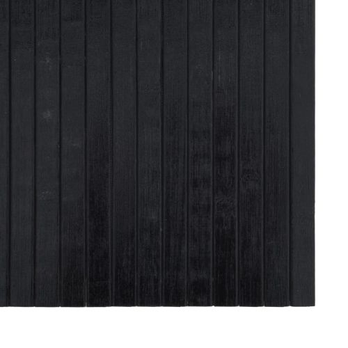 Правоъгълен килим, черен, 60x200 см, бамбук