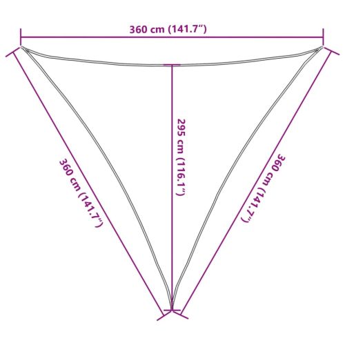 Сенник за платно 160 г/м² триъгълен светлосив 3,6x3,6x3,6 м HDPE