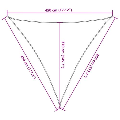 Сенник за платно 160 г/м² триъгълен светлосив 4,5x4,5x4,5 м HDPE