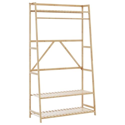 Закачалка за дрехи с рафтове 110x40x180 см, бамбук