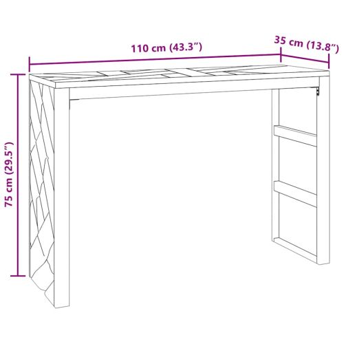 Конзолна маса 110x35x75 см, масивно тиково дърво