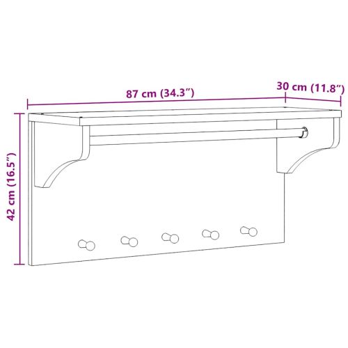 Стенна закачалка за палта SANDNES 87x30x42 см, масивна дървесина, бор