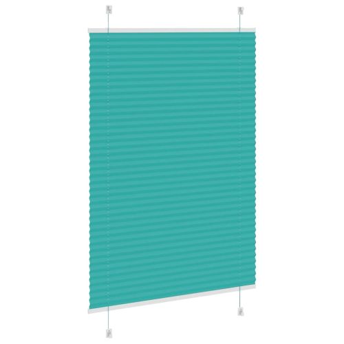 Плисирана щора, петролно зелена, 85x100 см, ширина на плата 84,4 см, полиестер