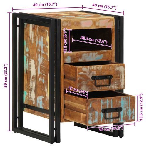 Нощно шкафче 40x40x59 см Масивна дървесина, регенерирана