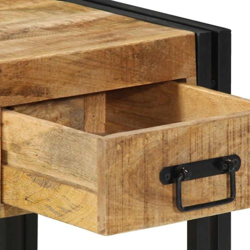 Нощно шкафче 40x40x50 см, масивно необработено дърво, цвят манго