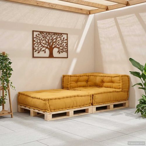 Модулен диван, жълт, 70x70x54, плат