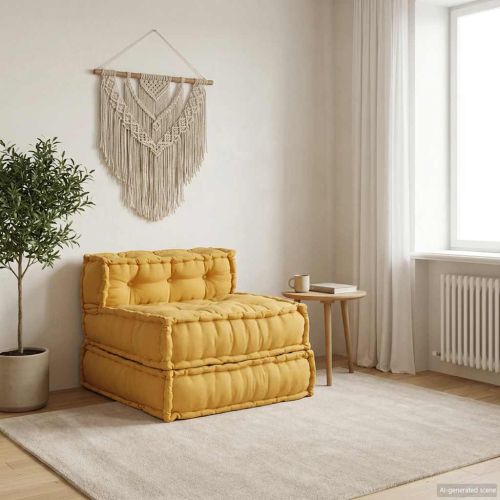 Модулен диван, жълт, 70x70x54, плат