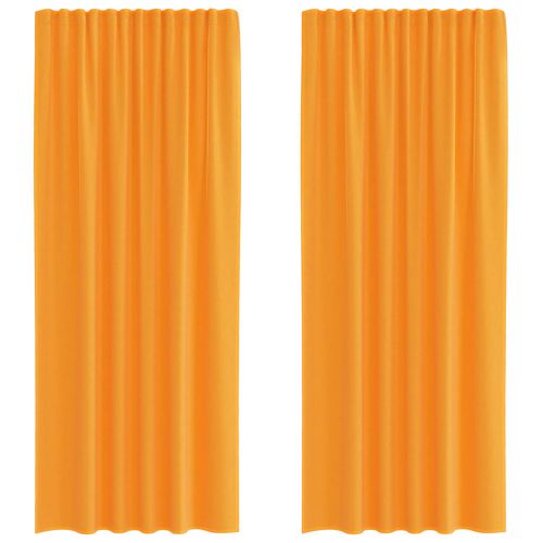 Воалирани завеси с джобове за карнизи, 2 бр., оранжеви