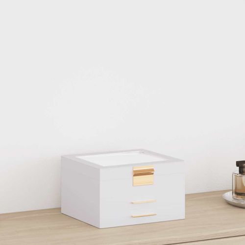 Кутия за бижута, 3-слойна, бяла, 23x20,5x14 см