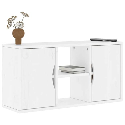 ТВ шкаф „ODDA“ бял 79x24x40 см масивна дървесина бор