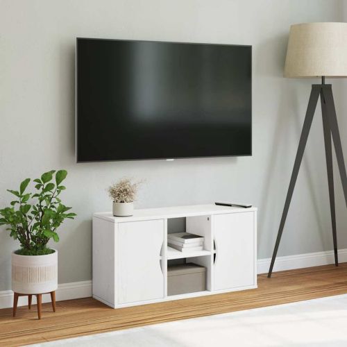 ТВ шкаф „ODDA“ бял 79x24x40 см масивна дървесина бор