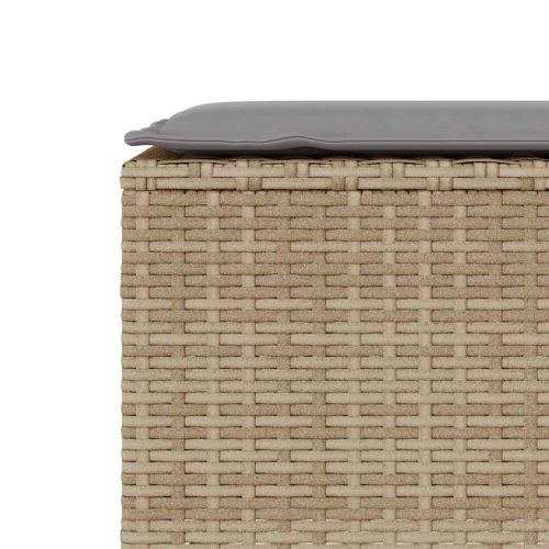 Градинска пейка с възглавница, бежова, 110x30x40,5 см, полиратан