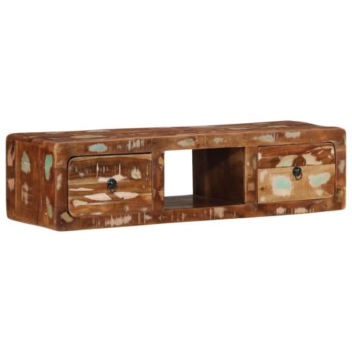 Стенен ТВ шкаф 100x32x25 см, масивна дървесина, регенерирана