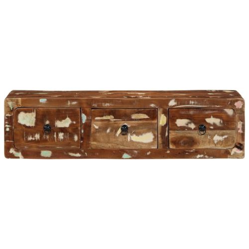 Стенен ТВ шкаф 100x32x25 см, масивна дървесина, регенерирана