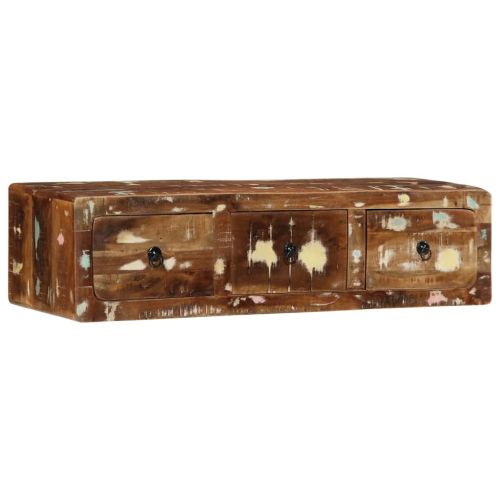 Стенен ТВ шкаф 100x32x25 см, масивна дървесина, регенерирана