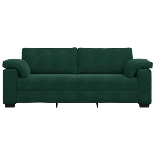 3-местен диван, тъмнозелен, 220x77x82 см, кадифе