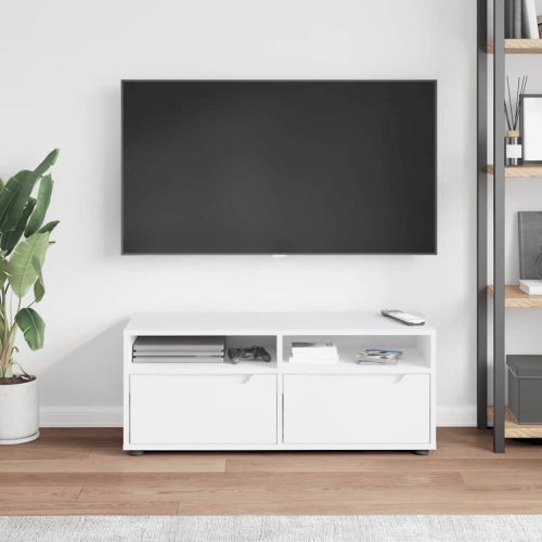 ТВ шкаф VISNES бял 100x40x38 см, инженерно дърво