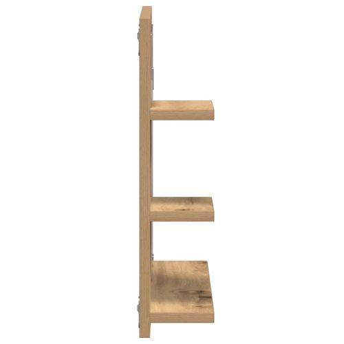 Шкаф за баня с огледало, дъб, 60x10,5x45 см