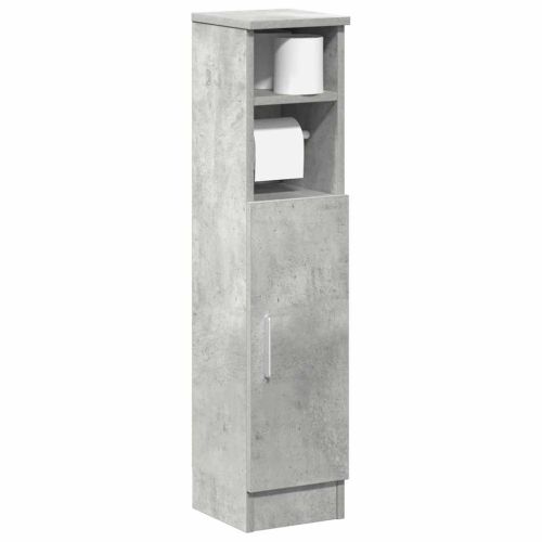 Шкаф за баня с поставка за ролки, бетонно сив, 20,5x22x90 см