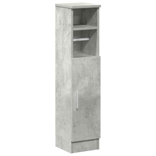 Шкаф за баня с поставка за ролки, бетонно сив, 20,5x22x90 см