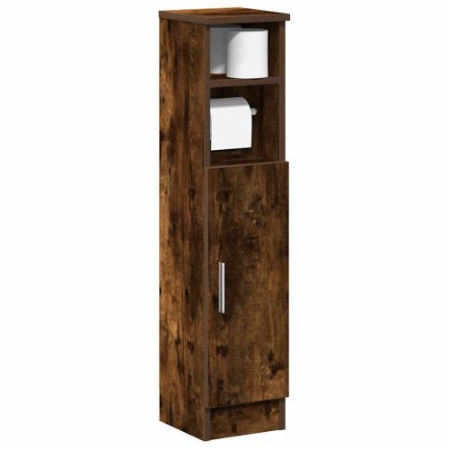 Шкаф за баня с поставка за ролкови ролки, опушен дъб, 20,5x22x90 см