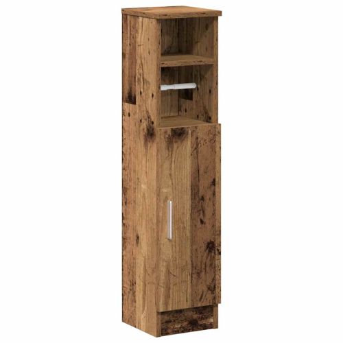 Шкаф за баня с поставка за ролкови ролки, старо дърво, 20,5x22x90 см