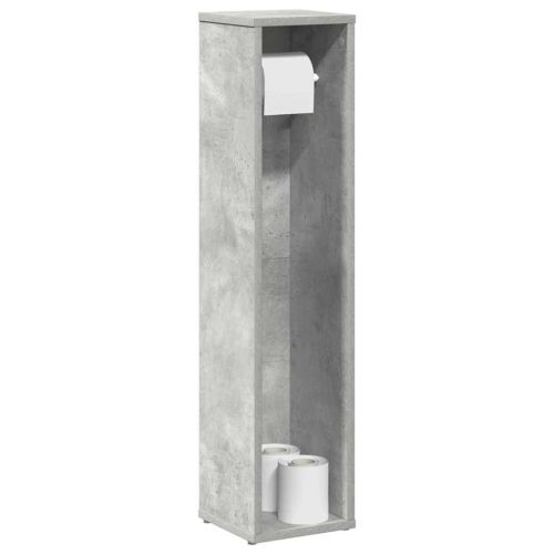 Шкаф за баня с поставка за ролки, бетонно сив, 20,5x20x90 см
