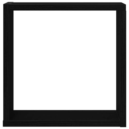 Стенни кубични рафтове, 4 бр., черен дъб, 30x15x30 см, инженерно дърво
