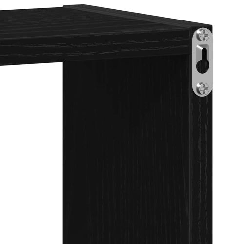 Стенни кубични рафтове, 4 бр., черен дъб, 30x15x30 см, инженерно дърво