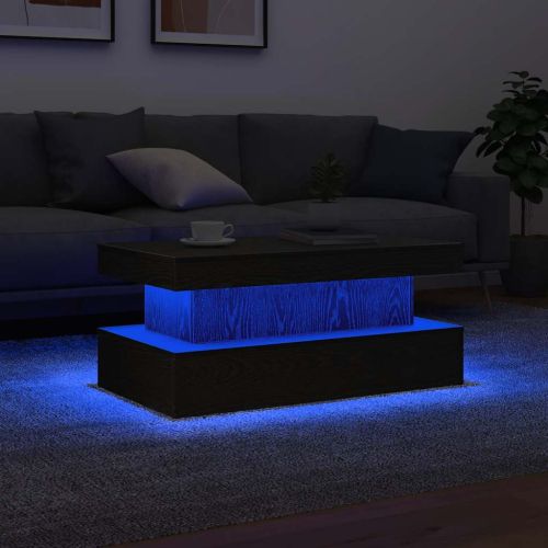 Холна маса с LED осветление, черен дъб, 90x50x40 см