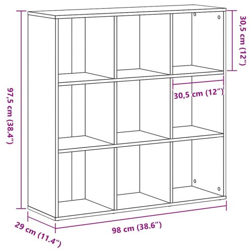 Библиотека, черен дъб, 98x29x97,5 см, инженерно дърво
