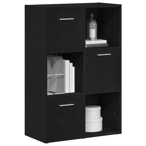 Шкаф за книги/Преграда за стая, черен дъб, 60,5x30x90 см, инженерно дърво