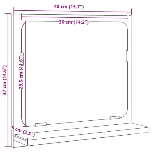 Огледало за баня, черен дъб, 40x10,5x37 см, инженерно дърво