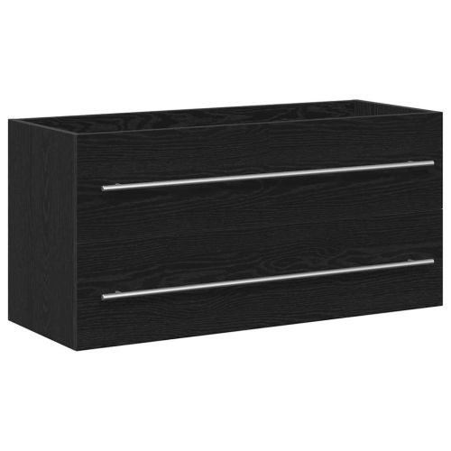 Шкаф за мивка за баня, черен дъб, 100x38,5x48 см, инженерно дърво