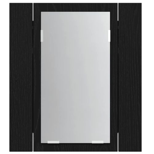 LED огледален шкаф за баня, черен дъб, 40x12x45 см, инженерно дърво