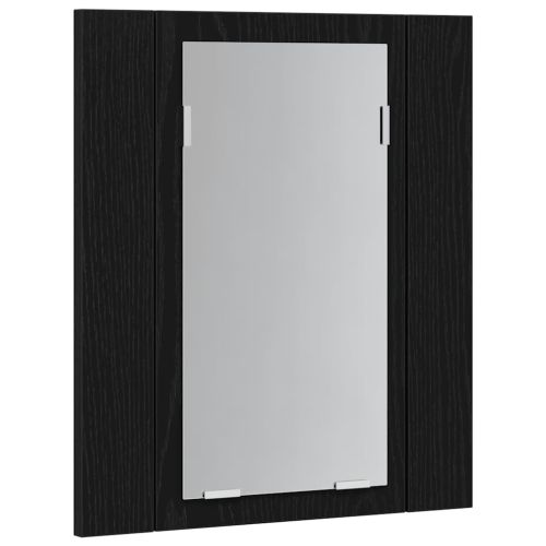 LED огледален шкаф за баня, черен дъб, 40x12x45 см, инженерно дърво