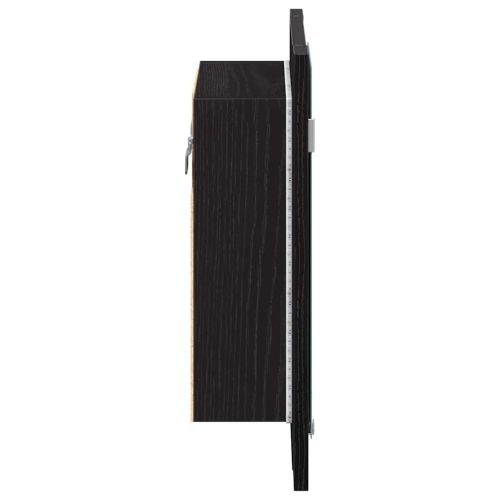 LED огледален шкаф за баня, черен дъб, 40x12x45 см, инженерно дърво