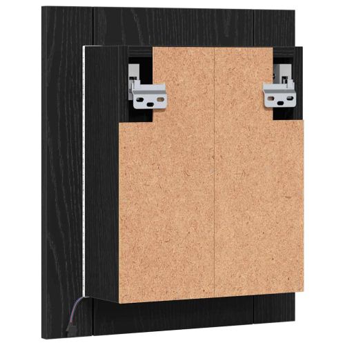 LED огледален шкаф за баня, черен дъб, 40x12x45 см, инженерно дърво