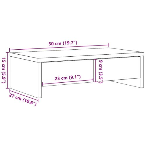 Стойка за монитор с чекмеджета, черен дъб, 50x27x15 см, инженерно дърво