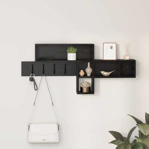 Стенен закачалка за палта с рафт Черния дъб 100 x 12 x 43,5 см