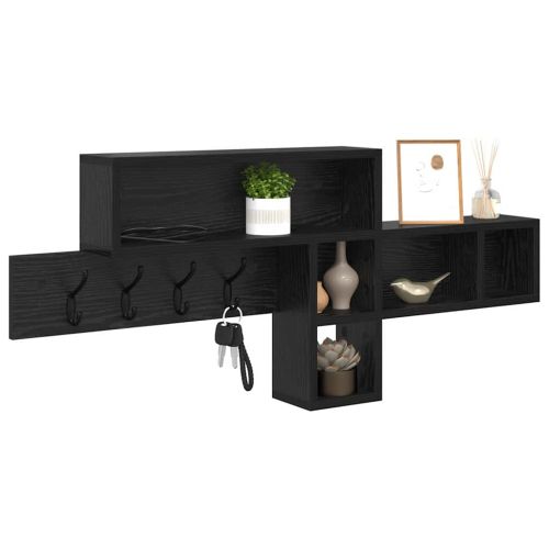 Стенен закачалка за палта с рафт Черния дъб 100 x 12 x 43,5 см