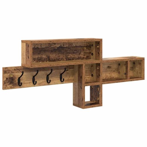 Стенен закачалка за палта с рафт Старо дърво 100 x 12 x 43,5 см