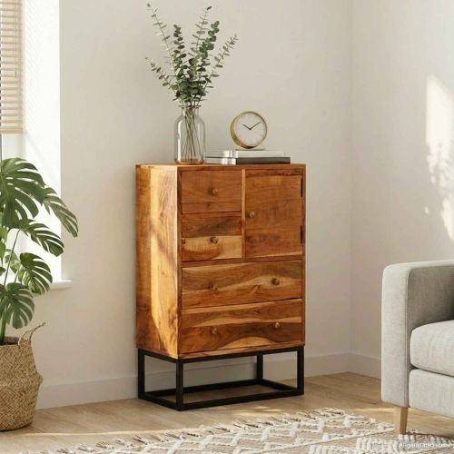 Шкаф с чекмеджета с чекмедже с врата Естествен 55 x 30 x 90 см