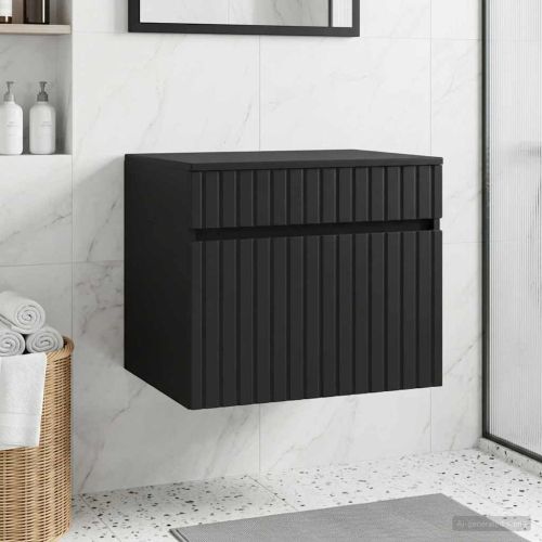 Стенно Баня Кабинет Черно 59 x 44,5 x 50 см Инженерна дървесина