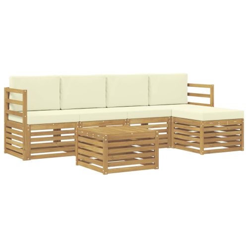 Комплект дивани за открито 6 pcs Бяло и кремаво 59 x 59 x 37 см