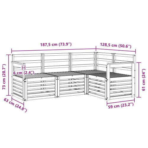 Комплекти дивани 4 pcs Бяло 187,5 x 128,5 x 73 см