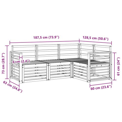 Комплекти дивани 4 pcs Бяло 187,5 x 128,5 x 73 см