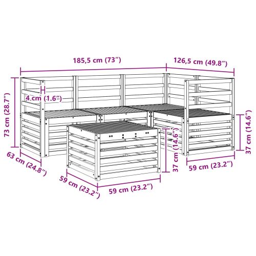 Комплект дивани за открито 5 pcs Бяло 59 x 59 x 37 см
